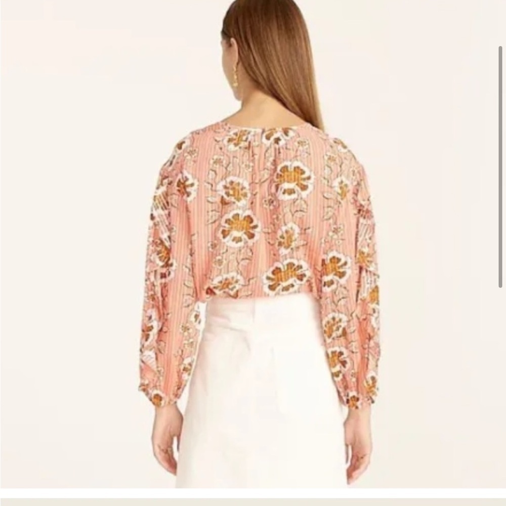 J. Crew / Ruffle-sleeve top in climbing floral coral pink blouse S - Picture 3 of 7